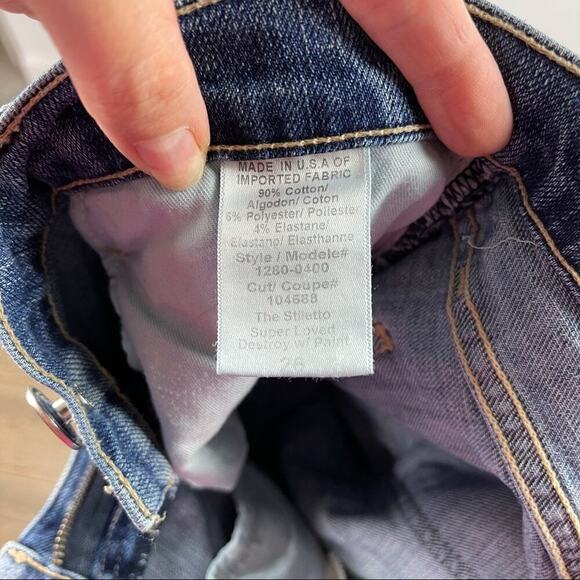 Current/Elliott Paint Splatter Stiletto Distressed Jeans 26 - Picture 13 of 14